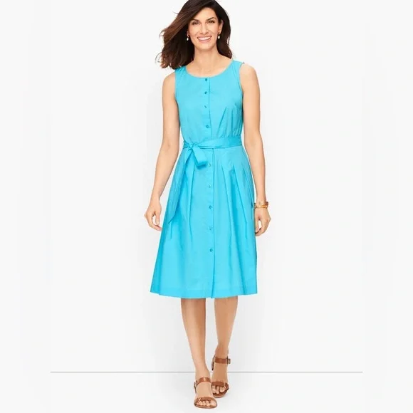 NEW Talbots blue button down sleeveless dress - Picture 1 of 5